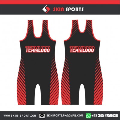 RED BLACK  WRESTLING SINGLETS 